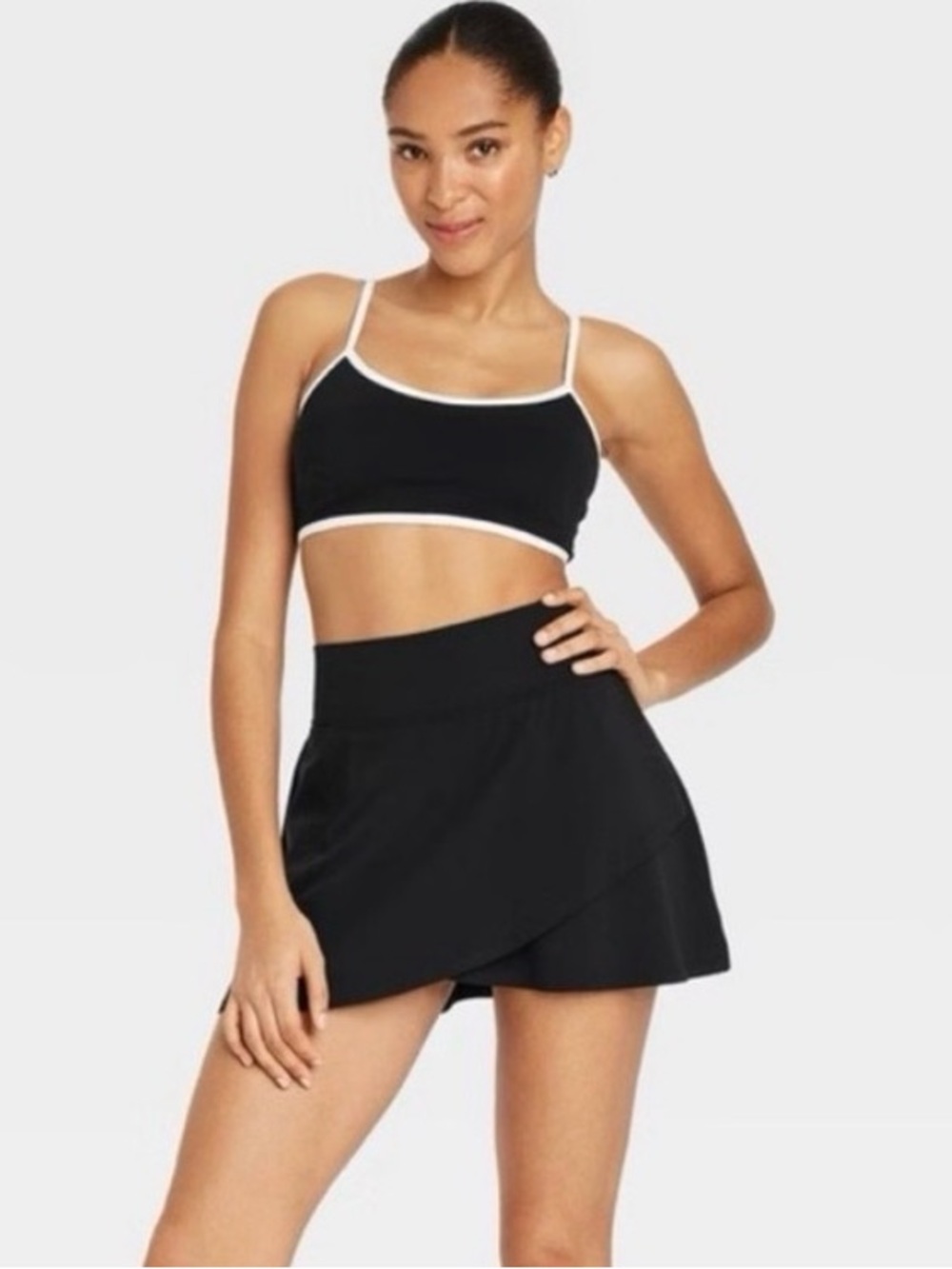 JoyLab Women's Piped Sports Bra Black Size S